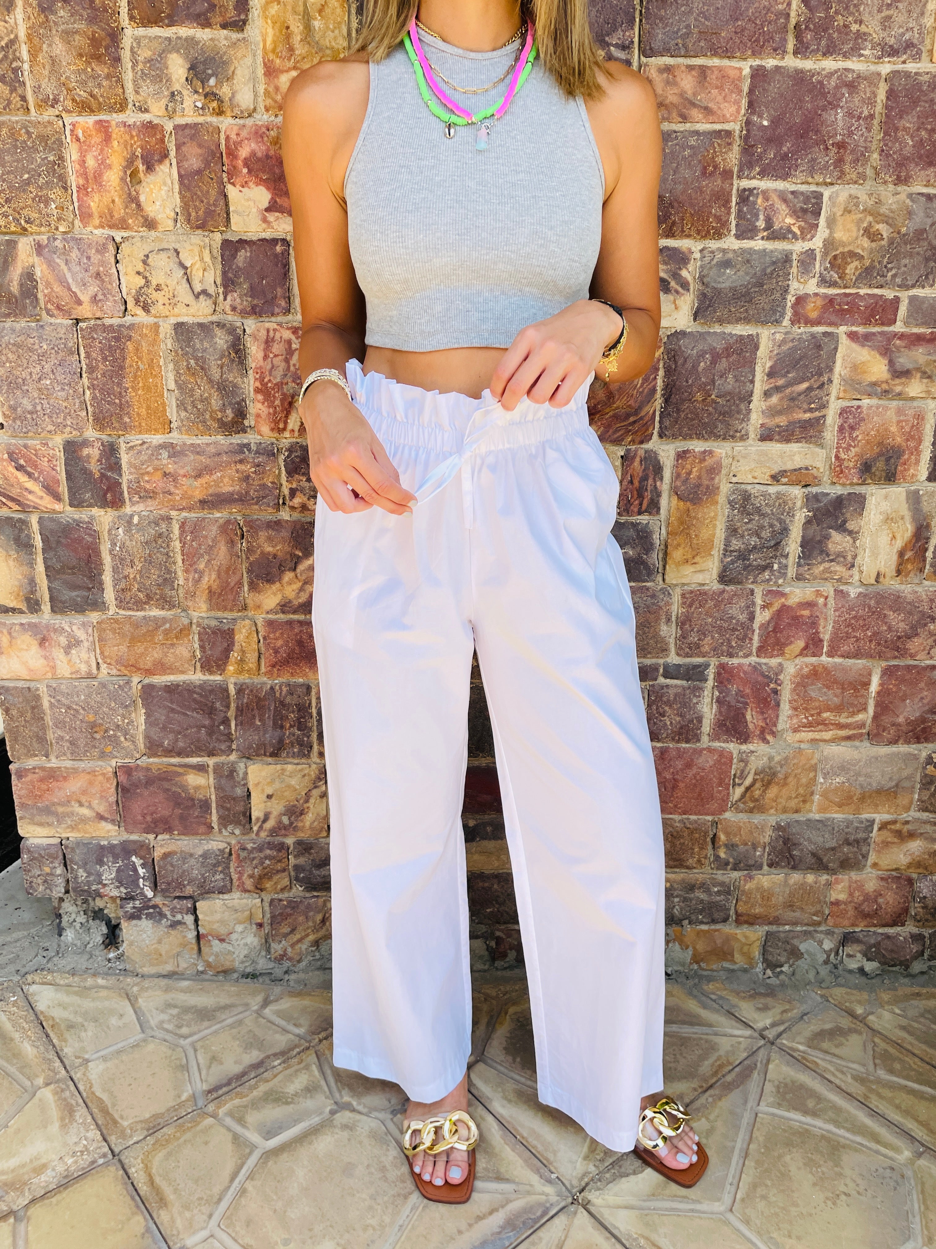 White Poplin Pants