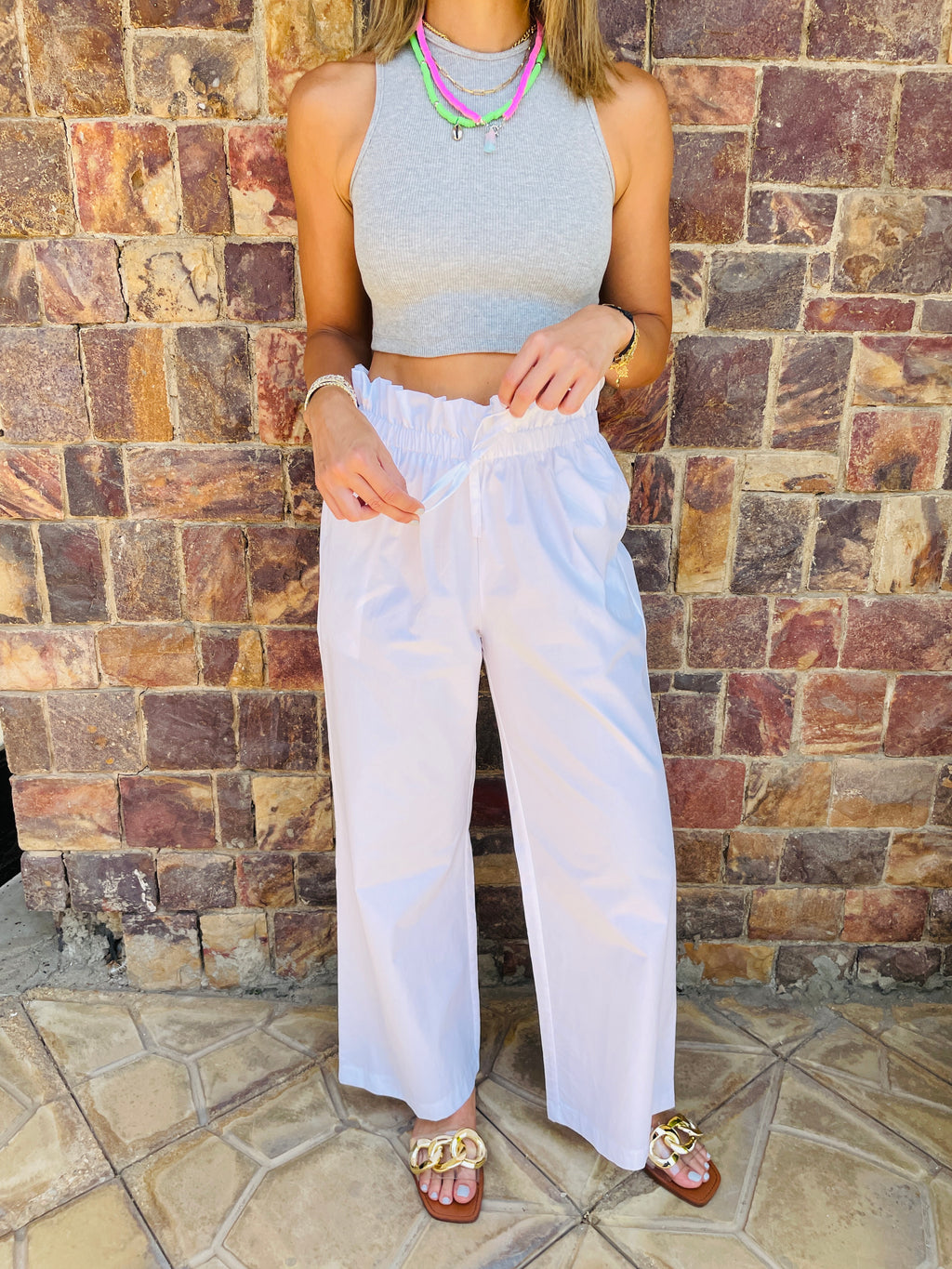 White Poplin Pants