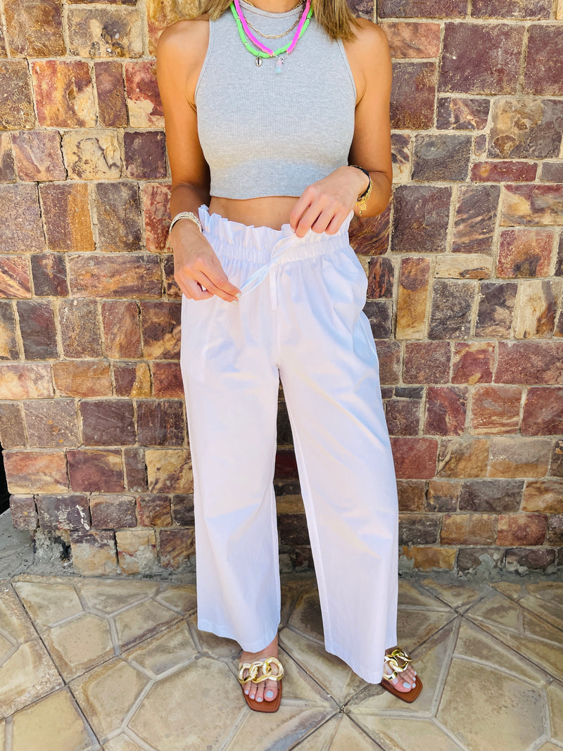 White Poplin Pants