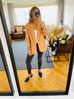 Camel Ruched Sleeve Blazer