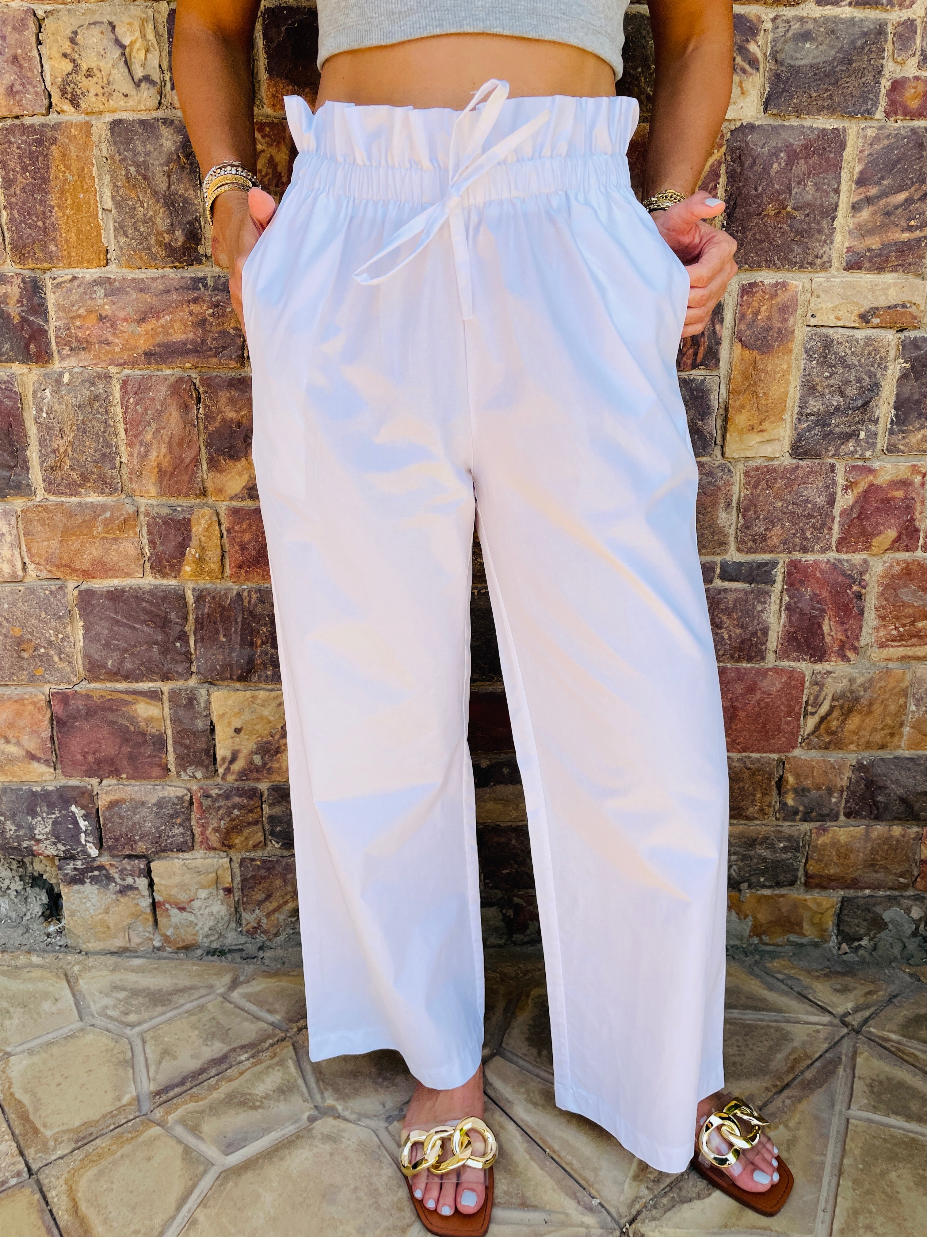 White Poplin Pants