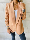 Camel Ruched Sleeve Blazer