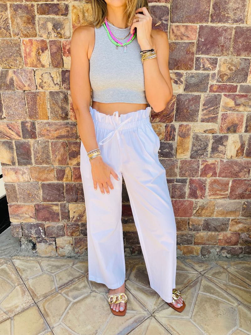 White Poplin Pants