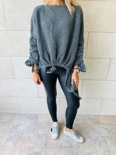 Charcoal Drawstring Pullover