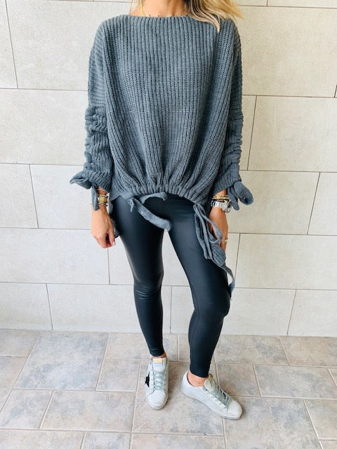 Charcoal Drawstring Pullover