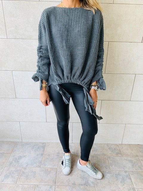 Charcoal Drawstring Pullover