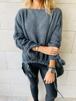 Charcoal Drawstring Pullover