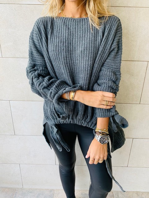 Charcoal Drawstring Pullover