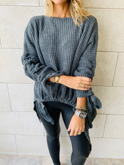 Charcoal Drawstring Pullover