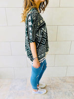 Green Aztec Knit Poncho
