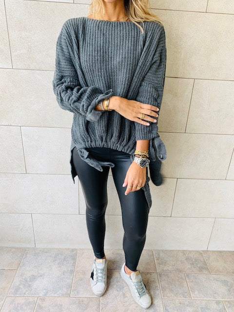 Charcoal Drawstring Pullover