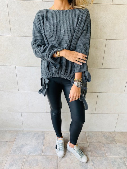 Charcoal Drawstring Pullover