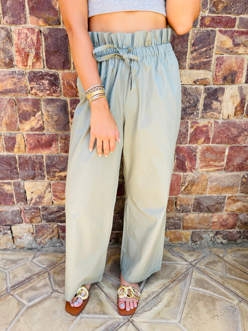 Olive Poplin Pants