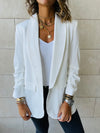 White Ruched Sleeve Blazer