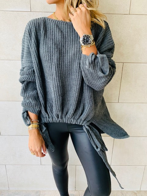 Charcoal Drawstring Pullover