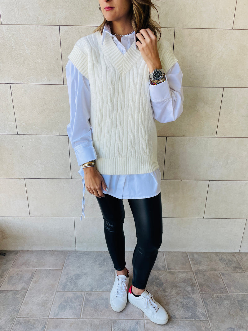 White Basic Knit Vest