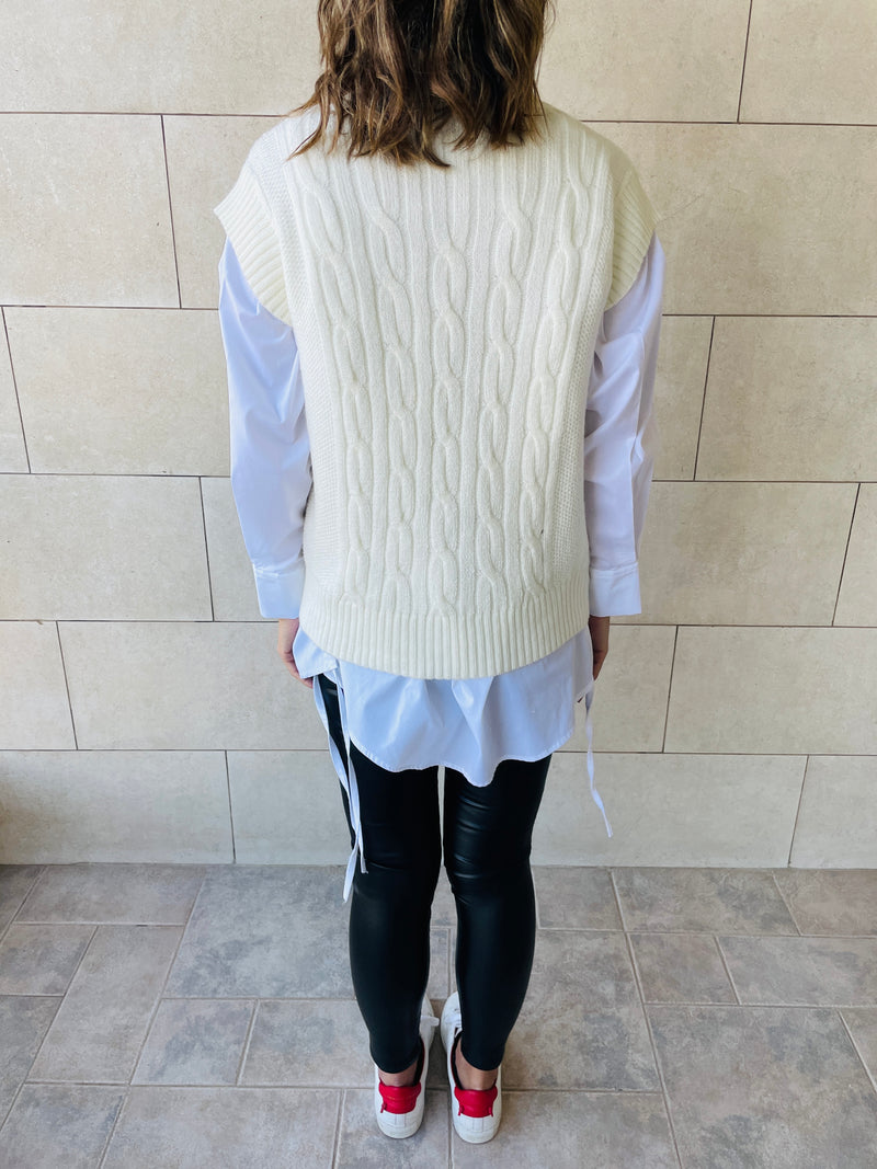 White Basic Knit Vest