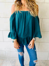 Green Cold Shoulder Top