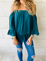 Green Cold Shoulder Top
