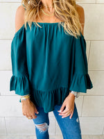 Green Cold Shoulder Top