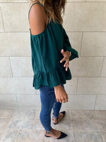 Green Cold Shoulder Top