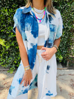 Sky Blue Longline Shirt Tie Dye Set