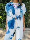 Sky Blue Longline Shirt Tie Dye Set