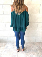 Green Cold Shoulder Top