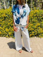 Sky Blue Longline Shirt Tie Dye Set