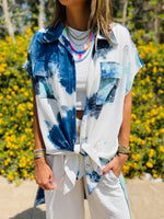 Sky Blue Longline Shirt Tie Dye Set