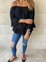 Black Cold Shoulder Top