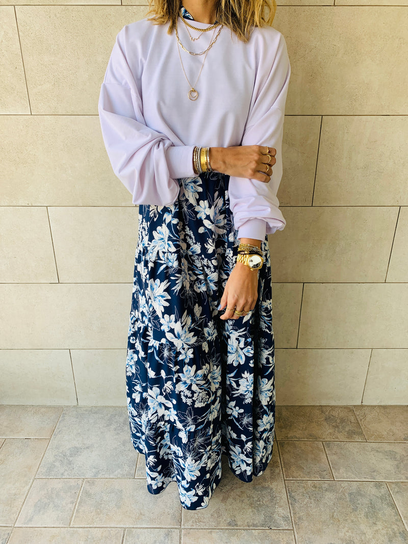 Blue Floral Dress Set