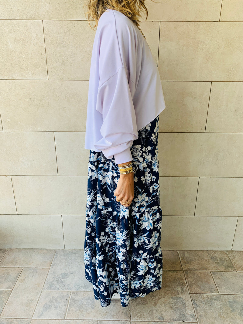 Blue Floral Dress Set
