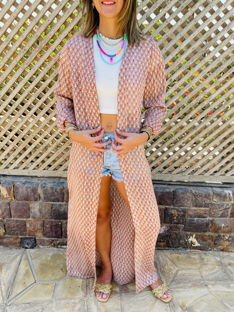 Orange Shimmery Thread Accent Kimono