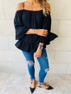 Black Cold Shoulder Top