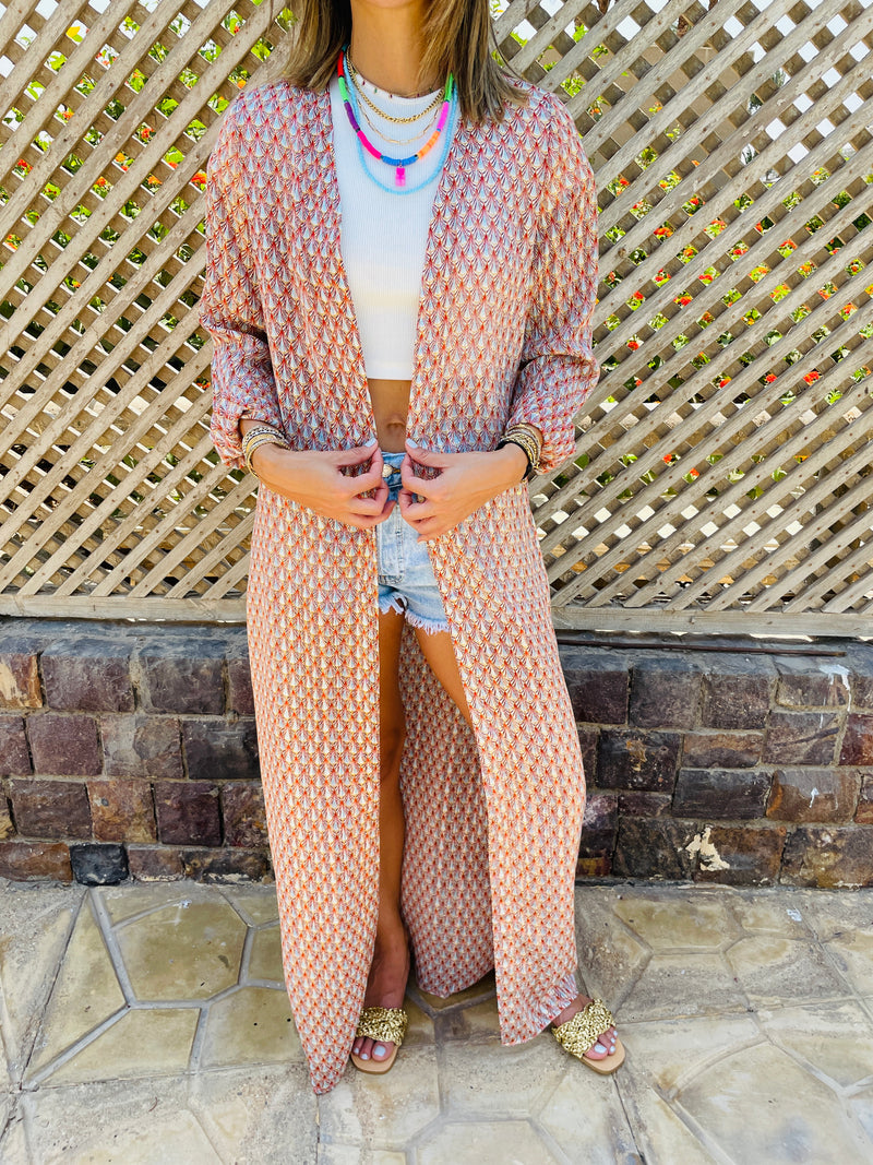 Orange Shimmery Thread Accent Kimono