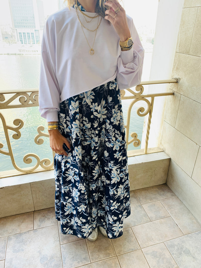 Blue Floral Dress Set