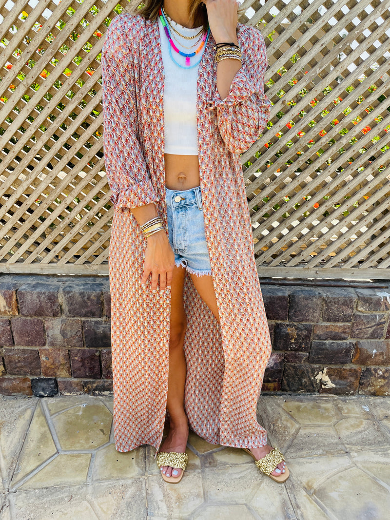 Orange Shimmery Thread Accent Kimono