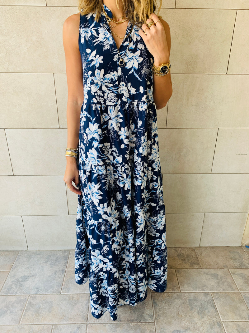 Blue Floral Dress Set