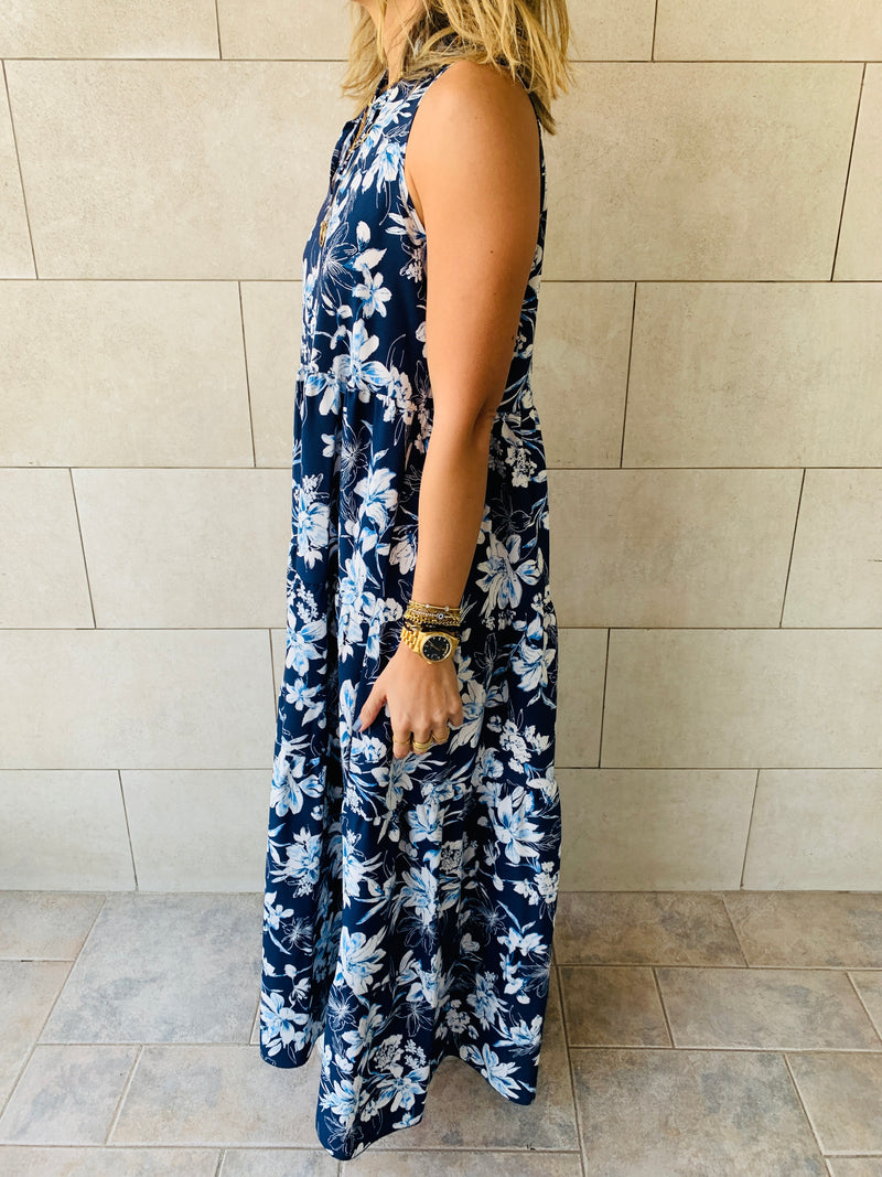 Blue Floral Dress Set