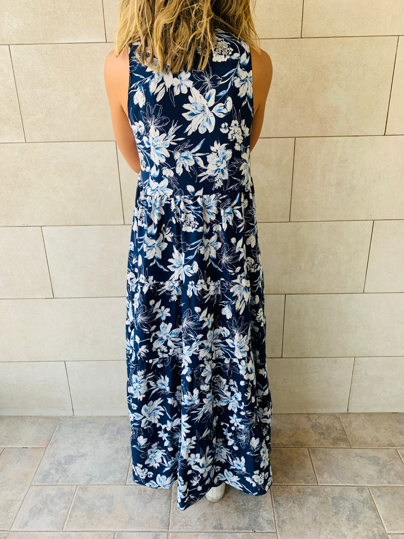Blue Floral Dress Set