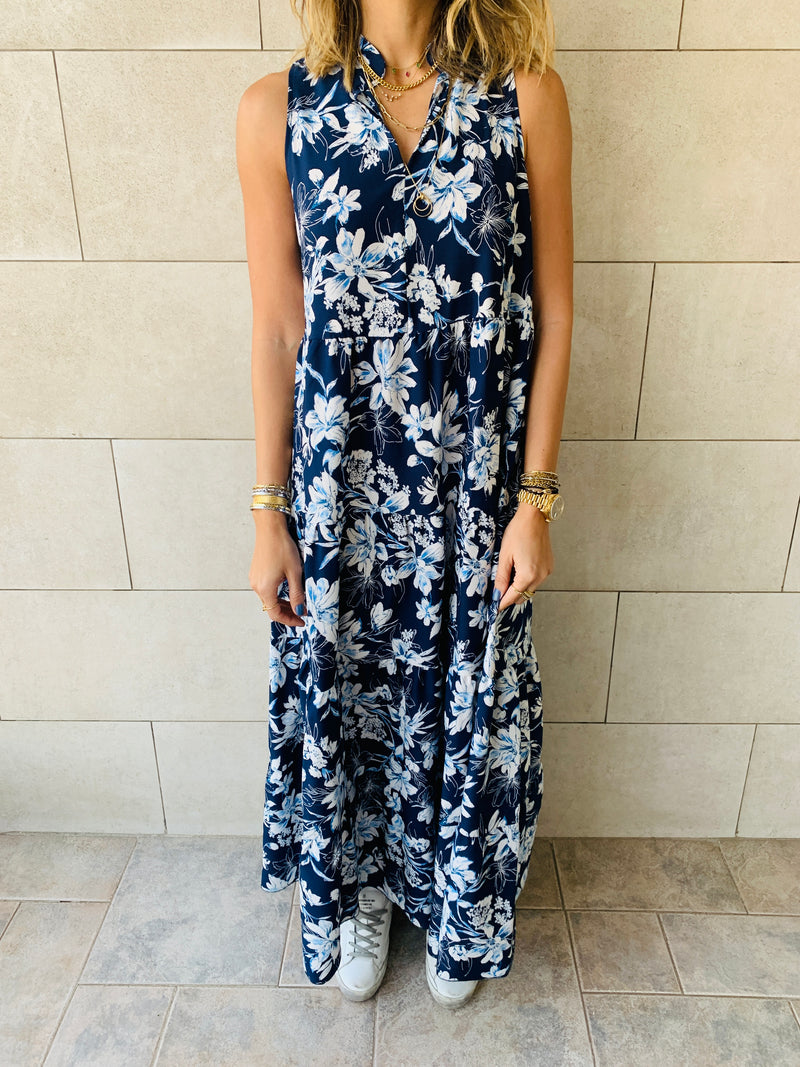 Blue Floral Dress Set