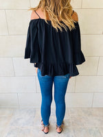 Black Cold Shoulder Top