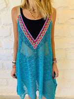 Turquoise Trim Swing Coverup