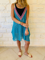 Turquoise Trim Swing Coverup