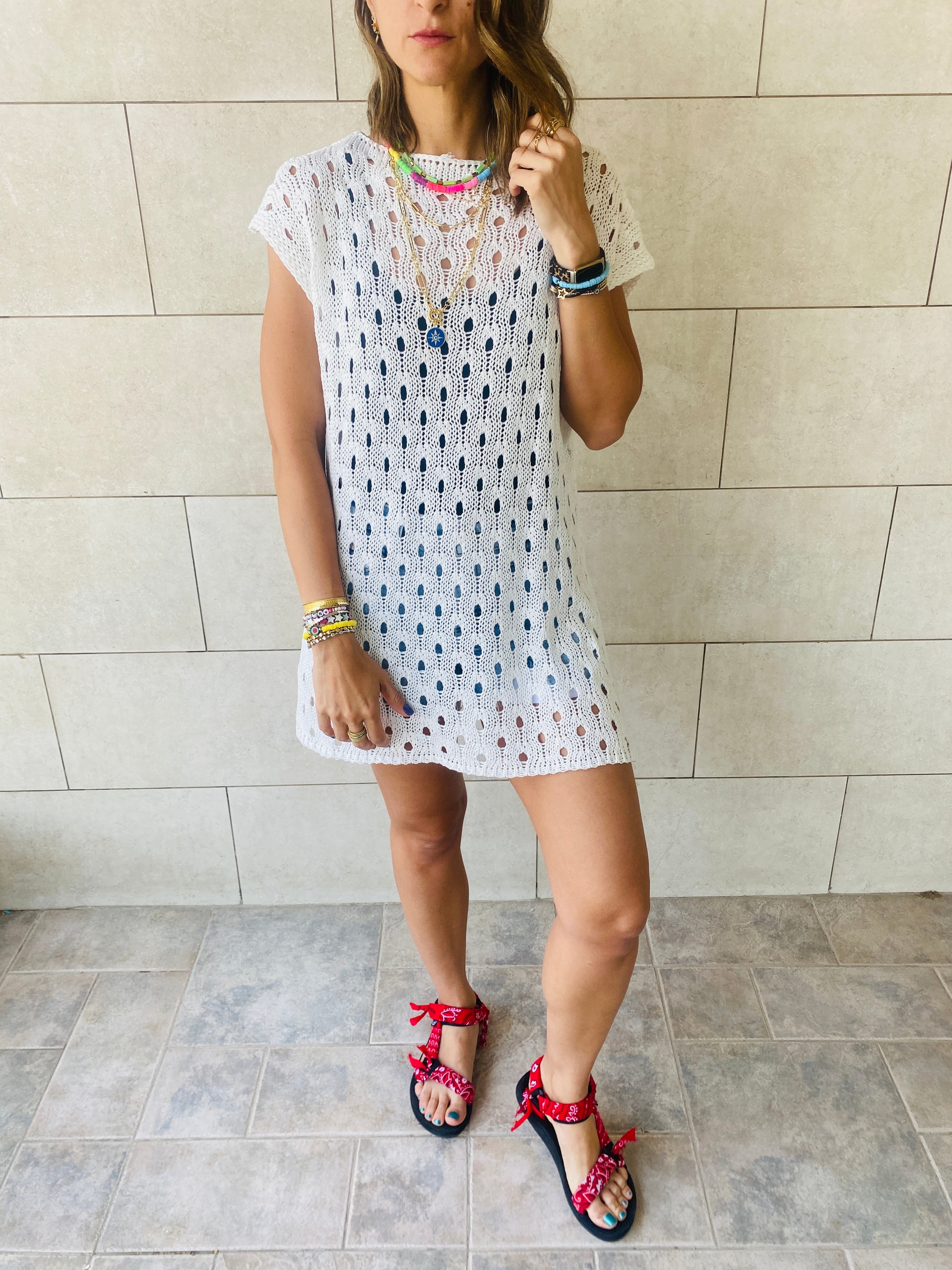 White Crochet Beach Top
