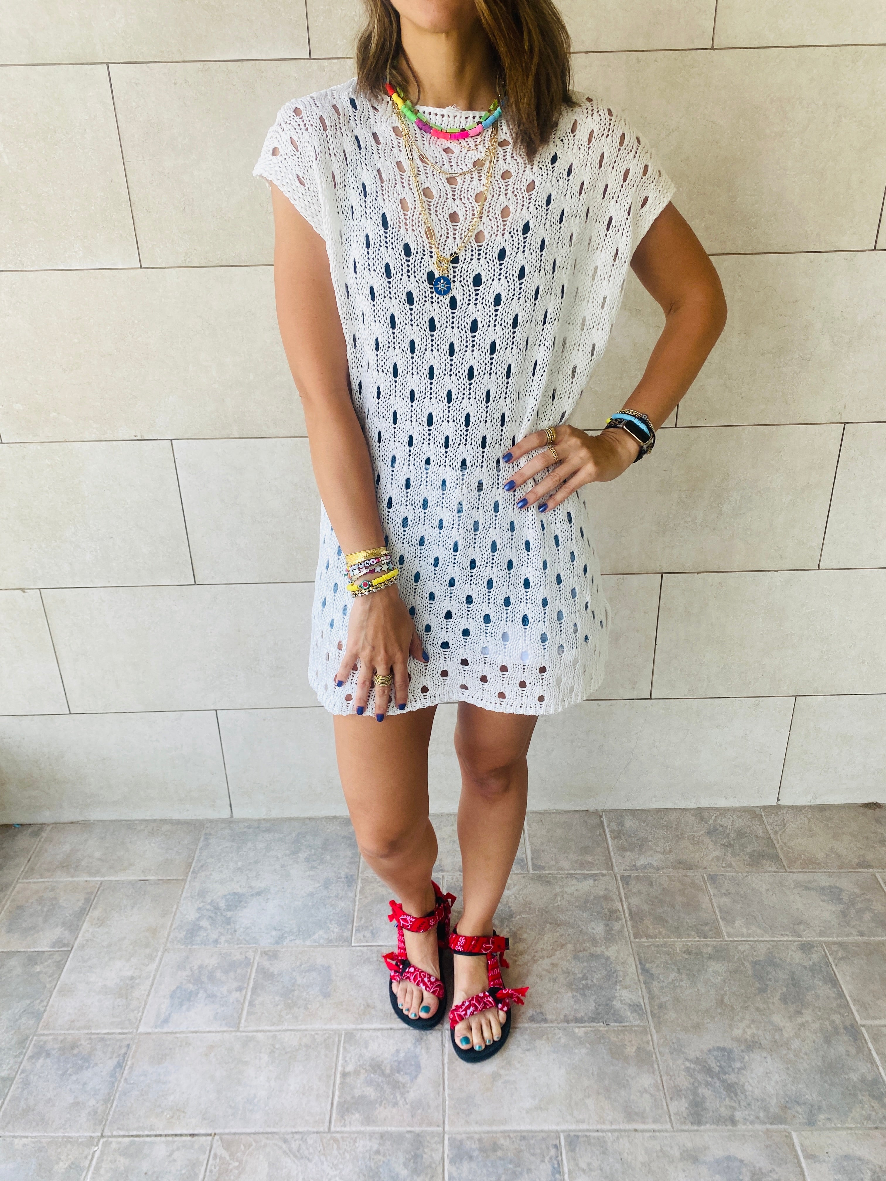 White Crochet Beach Top