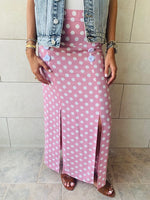 Pink Polka Button Skirt