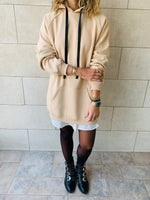 Beige Effortless Longline Hoodie