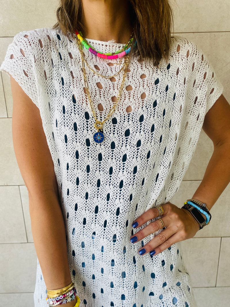 White Crochet Beach Top